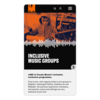 A phone shows the Inclusive Music Groups page of the Create Music website