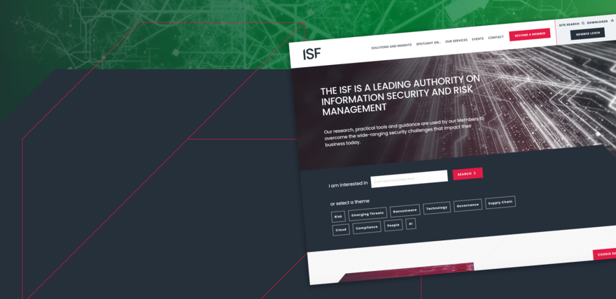 ISF homepage on a textured background