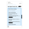 A phone shows the My Digital Family Hub, which is displaying recent directory updates based on your content preferences