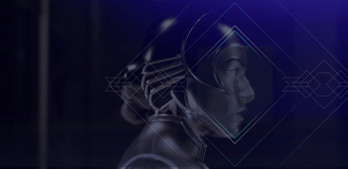 Electra, a golden robotic character with a feminine appearance showing her side profile looking to the right. Over this is a blue overlay and art-deco shapes. The bottom left corner has the Electric Square logo