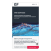 A phone shows the Our Services page of the ISF website