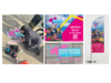 A collage of the Welcome to Wandsworth logo painted on the pavement, a flag-style banner and a poster for WAF