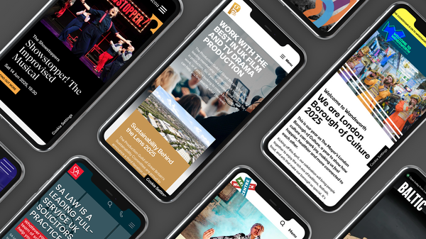 A series of phones showing website's Grandad have created, including Welcome to Wandsworth, Brighton Dome and Production Guild
