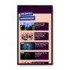 Digital screen showing recently announced shows at Warwick Arts Centre