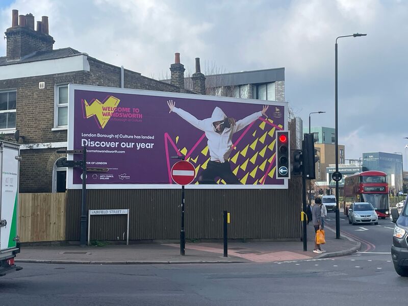 A Welcome to Wandsworth billboard 