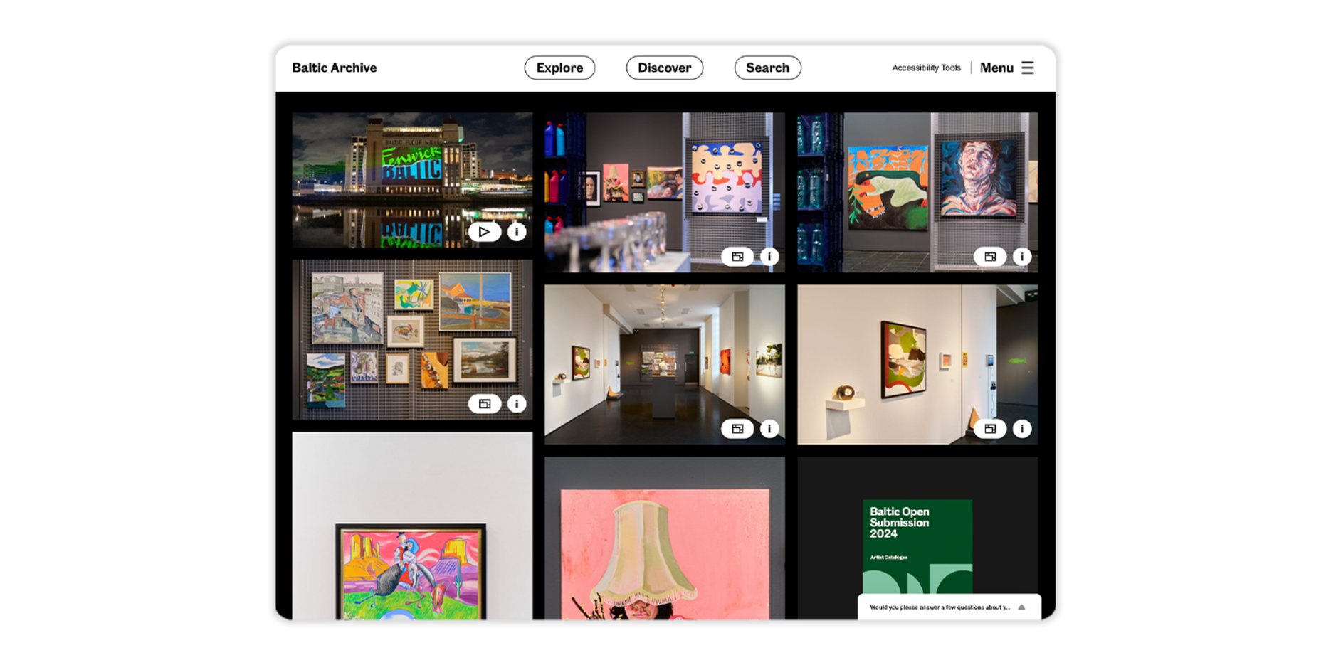 A grid of images from an exhibition