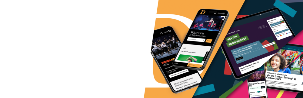 Shards show the Brighton Dome, Warwick Arts Centre and Welcome to Wandsworth logos