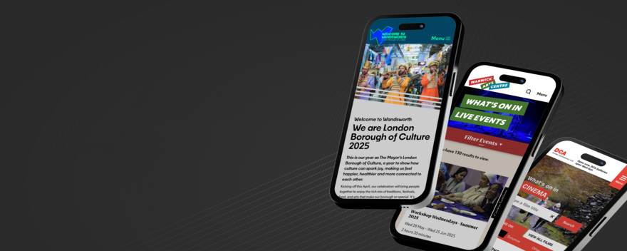 Three phones show client work
