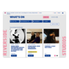 An iPad shows the What's On page of the Riverside Studios website